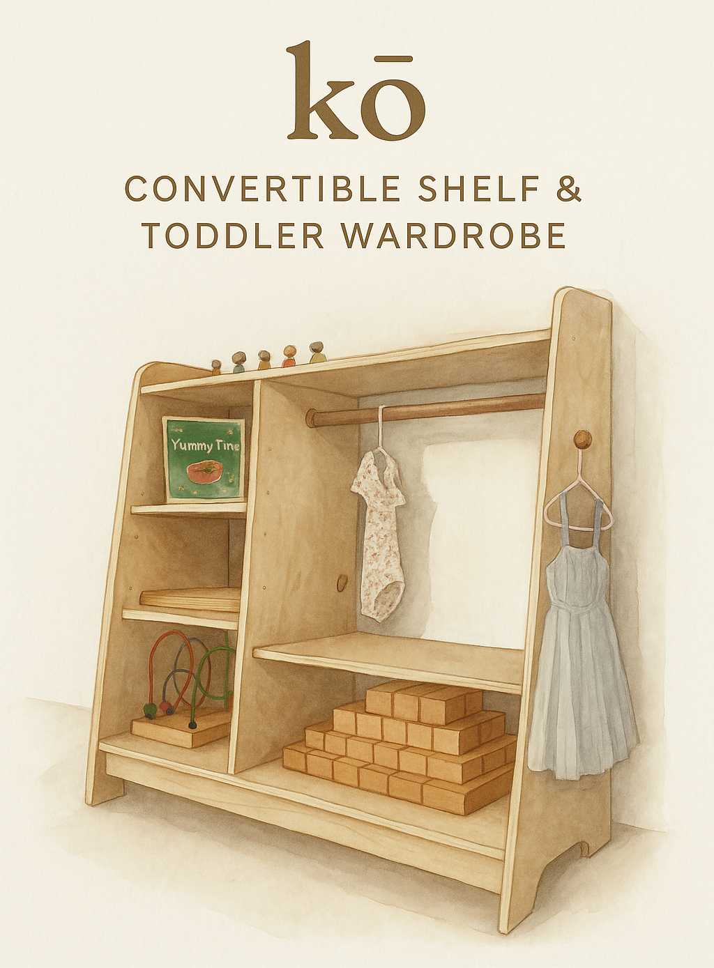 kō  - convertible shelf &amp; toddler wardrobe